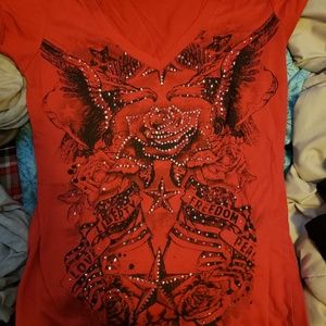 Red graphic T shirt